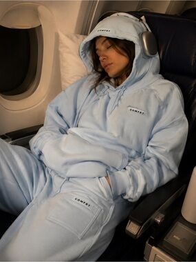 Comfrt  Airplane Mode VIP Baby Blue Loungewear Set (2-Pack). Size Large